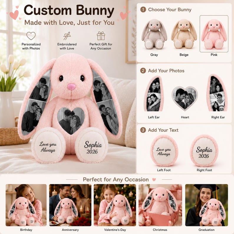 Personalized Photo Bunny Plush