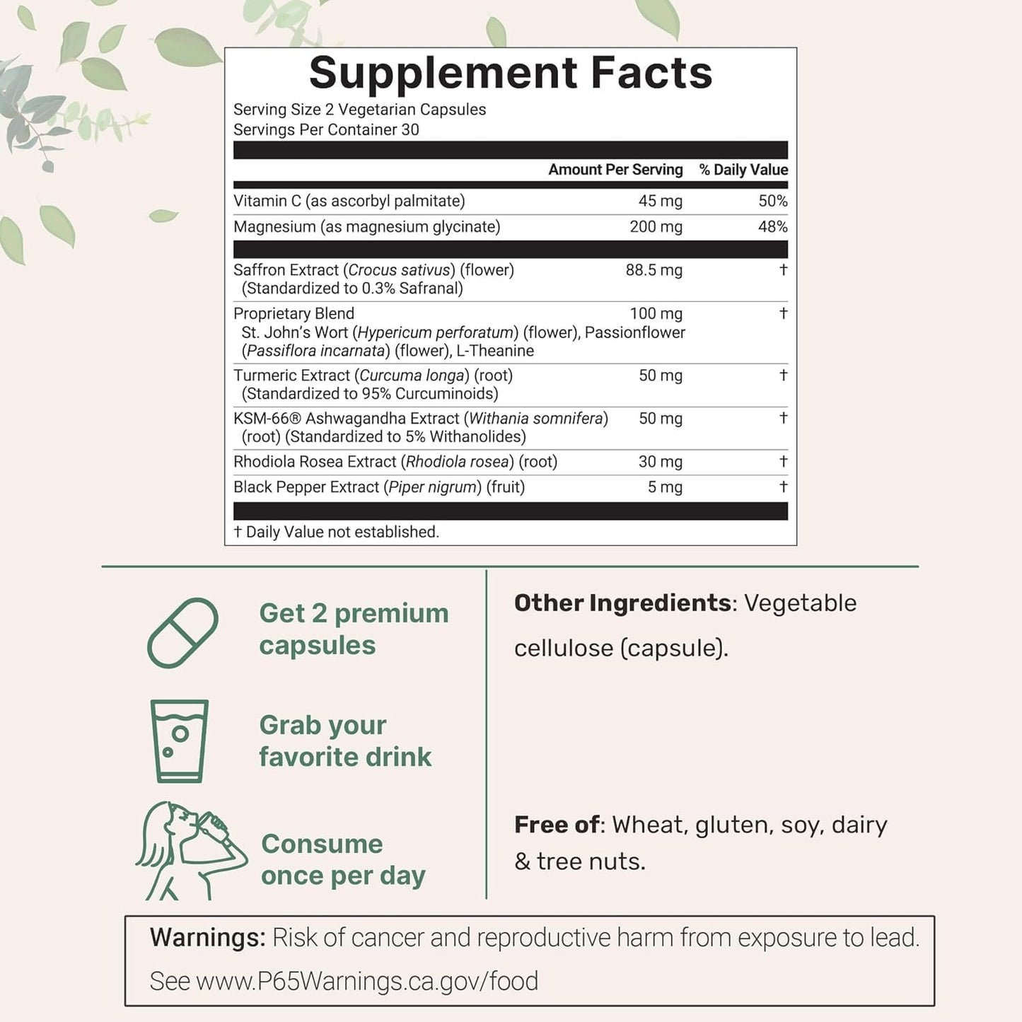 Saffron+ Advanced Supplements 60 Veggie Capsules