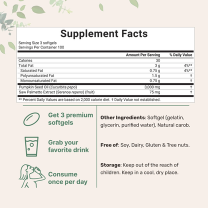 Pumpkin Seed Oil with Saw Palmetto 300 Softgels